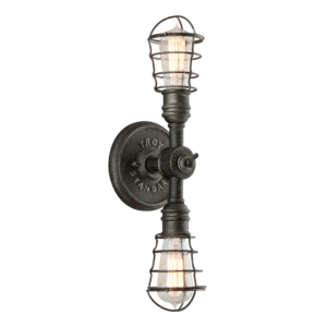 Troy Conduit 2 Light 19 Inch Wall Sconce in Old Silver