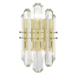  Bolton Wall Sconce in Aged Brass with Faceted Crystal Elements Crystals