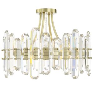  Bolton Ceiling Light in Aged Brass with Faceted Crystal Elements Crystals