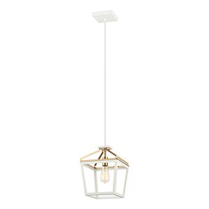 Mavonshire 1-Light Chandelier in White with Aged Gold Brass