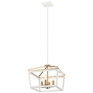 Mavonshire 4-Light Chandelier in White with Aged Gold Brass