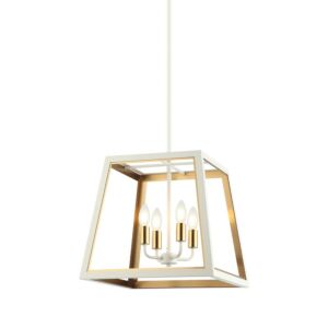 Rosalie 4-Light Pendant in Aged Gold with White