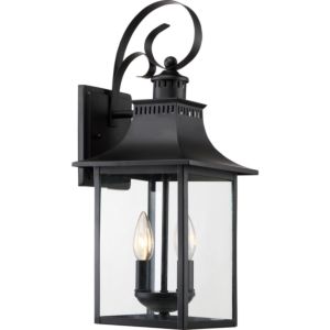 Chancellor 2-Light Outdoor Wall Lantern in Mystic Black