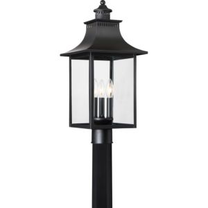 Chancellor 3-Light Outdoor Post Lantern in Mystic Black