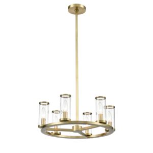 Alora Revolve 6 Light Chandelier tural Brass And Clear Glass