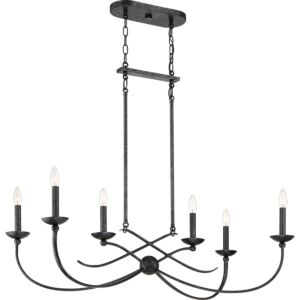 Calligraphy 6-Light Island Chandelier in Old Black Finish