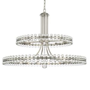  Clover Transitional Chandelier in Brushed Nickel with Clear Glass Beads Crystals