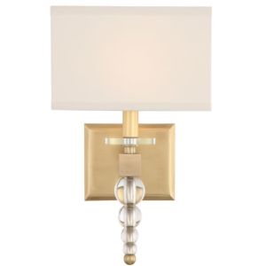 Crystorama Clover 16 Inch Wall Sconce in Aged Brass with Clear Hand Cut Crystals