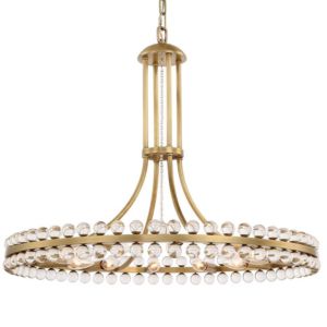  Clover Modern Chandelier in Aged Brass with Clear Hand Cut Crystals