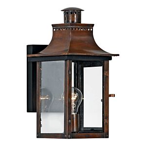 Chalmers 1-Light Outdoor Wall Lantern in Aged Copper