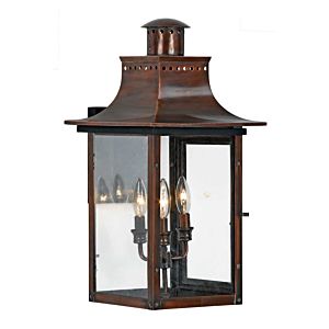 Quoizel Chalmers 3 Light 12 Inch Outdoor Hanging Light in Aged Copper