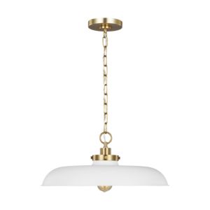 Visual Comfort Studio Wellfleet Pendant Light in Matte White And Burnished Brass by Chapman & Myers