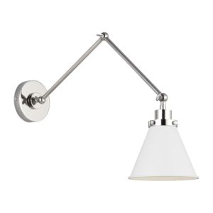 Visual Comfort Studio Wellfleet Wall Sconce in Matte White And Polished Nickel by Chapman & Myers