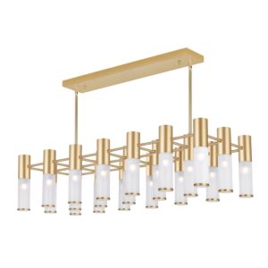 CWI Lighting Pipes 21 Light Island with Pool Table Chandelier with Brass Finish