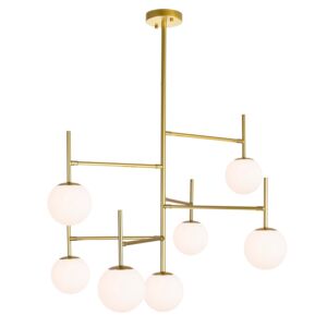 CWI Tourch 7 Light Chandelier With Medallion Gold Finish