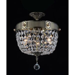 CWI Brass 3 Light Bowl Flush Mount With Antique Brass Finish