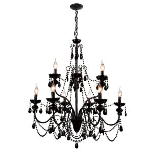 CWI Keen 9 Light Up Chandelier With Black Finish