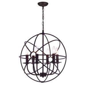CWI Arza 6 Light Up Chandelier With Brown Finish