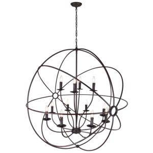 CWI Arza 12 Light Up Chandelier With Brown Finish