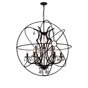 CWI Campechia 9 Light Up Chandelier With Brown Finish