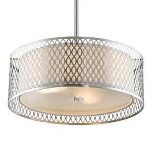 CWI Lighting Mikayla 3 Light Drum Shade Chandelier with Satin Nickel finish