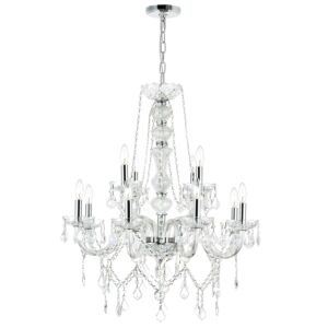 CWI Lighting Princeton 12 Light Down Chandelier with Chrome finish
