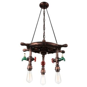 CWI Manor 3 Light Down Chandelier With Speckled copper Finish