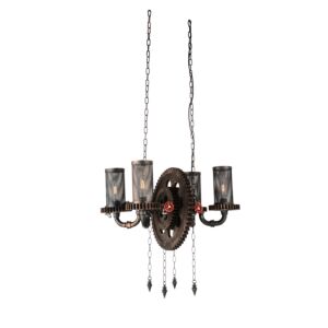 CWI Manchi 4 Light Up Chandelier With Rust Finish