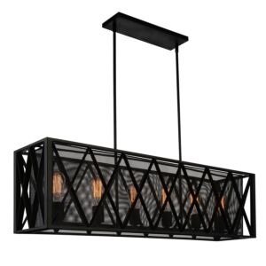 CWI Tapedia 6 Light Up Chandelier With Black Finish