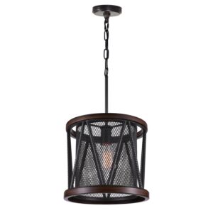 CWI Parsh 1 Light Drum Shade Mini Chandelier With Pewter Finish