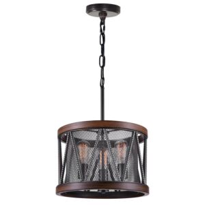 CWI Parsh 3 Light Drum Shade Chandelier With Pewter Finish