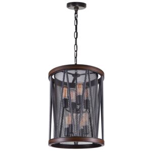 CWI Parsh 8 Light Drum Shade Chandelier With Pewter Finish