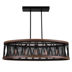 CWI Parsh 5 Light Island Chandelier With Pewter Finish