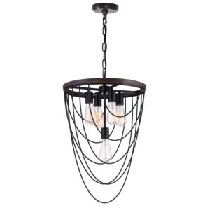 CWI Gala 5 Light Chandelier With Black Finish