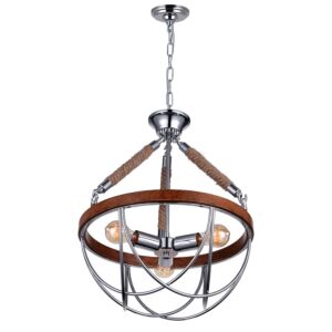 CWI Parana 3 Light Down Chandelier With Chrome Finish