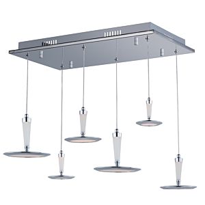 ET2 Hilite 22.5 Inch 6 Light White Glass Pendant in Polished Chrome
