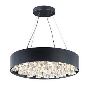 Pipes 26-Light LED Pendant in Black with Brushed Aluminum