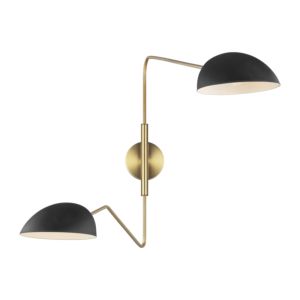 Visual Comfort Studio Jane 2-Light Wall Sconce in Midnight Black And Burnished Brass by Ellen Degeneres