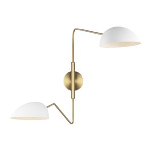 Visual Comfort Studio Jane 2-Light Wall Sconce in Matte White And Burnished Brass by Ellen Degeneres