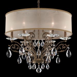 Filigrae 6-Light Chandelier in Etruscan Gold with Clear Heritage Crystals