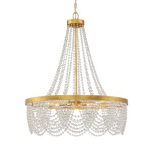 Crystorama Fiona 4 Light 33 Inch Chandelier in Antique Gold with Clear Glass Beads Crystals