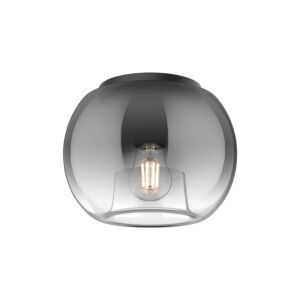 Samar 1-Light Flush Mount in Black with Smoked Glass