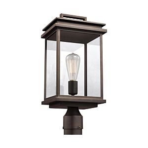 Feiss Glenview 16.75 Inch Outdoor Clear Lantern Post in Antique Bronze