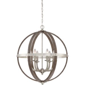 Fusion 6-Light Foyer Pendant in Brushed Nickel