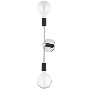 Mitzi Astrid 2 Light 18 Inch Wall Sconce in Polished Nickel and Black