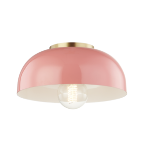 Mitzi Avery 11 Inch Ceiling Light in Aged Brass and Pink