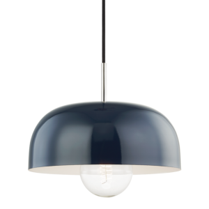 Avery Pendant in Polished Nickel and Navy