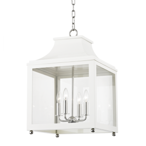 Leigh Pendant in Polished Nickel and White