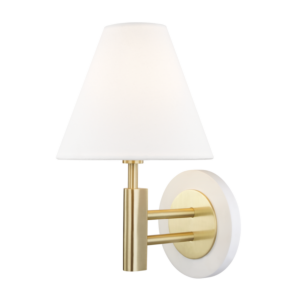 Mitzi Robbie 1-Light Wall Sconce in Aged Brass With Soft Off White