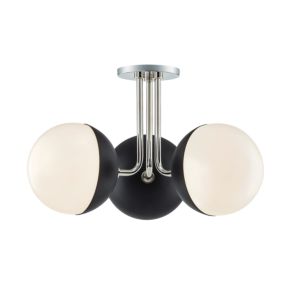  Renee Ceiling Light in Polished Nickel and Black
